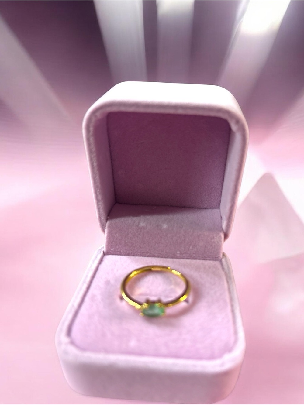 Dainty Natural Oval Emerald S925 Ring